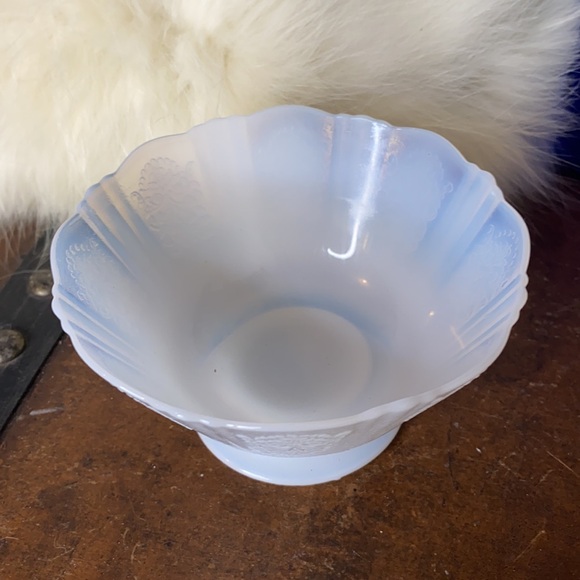 . Antique White Opaline Bowl - Opalescent Milk Glass Bowl - Picture 2 of 10